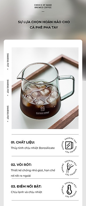 Bình thuỷ tinh phục vụ cà phê CAFE DE KONA