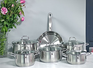 Bộ Nồi Chảo 6 Món WMF Brillant Chất Liệu Thép Không Gỉ, Size 16, 16, 20, 20, 24, 24cm - 0739166030