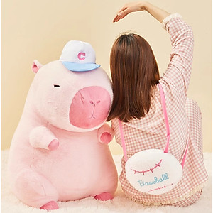 Thú nhồi bông capybara hồng đeo balo dễ thương - Size từ 35cm đến 55cm - Móc khoá gấu bông Capybara
