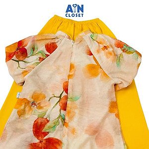 Bộ Áo Dài bé gái họa tiết hoa Quế Trúc Vàng Cam lụa tơ - AICDBGITMO6P - AIN Closet
