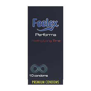 Bao cao su Feelex Performa Premium siêu mỏng, kéo dài thời gian quan hệ, hộp 10bcs