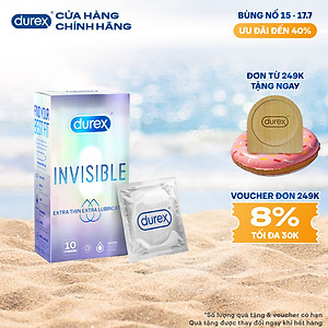 Bao cao su Durex Invisible Extra Thin Extra Lubricated 1 Hộp 10 Bao