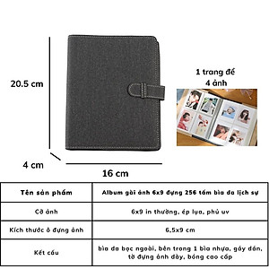 Album ảnh 6x9 đựng 200 tấm có ô ghi chú bìa nhựa Acrylic sắc màu để ảnh gia đình, binder đựng card Tú Vy Studio