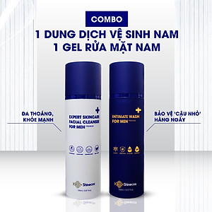 [COMBO] 1 Gel Rửa Mặt Nam KShinecos Expert Skincare Facial Cleanser For Men Premium 150ml +  1 Dung Dịch Vệ Sinh Nam KShinecos Intimate Wash Premium Hàn Quốc150ml