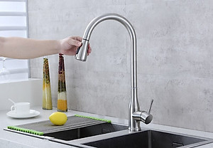 Vòi bếp nóng lạnh siêu cấp kiêm đầu xịt SUS304 kiểu A + 2 dây cấp - ITALIA 