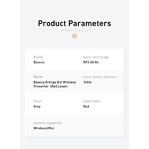 Bút Laser trình chiếu Baseus Orange Dot Wireless Presenter - Hàng chính hãng