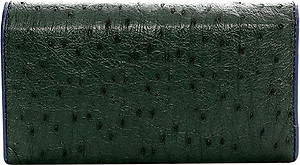 Ví Nữ Da Đà Điểu 3 Gấp Huy Hoàng HT3410 (19 x 10.5 cm) - Xanh Rêu