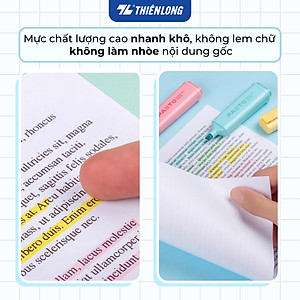 Bút dạ quang màu Pastel Thiên Long Flexoffice Pazto FO-HL009/VN - Bút dạ quang rửa được - Không để lại vết khi Photocopy