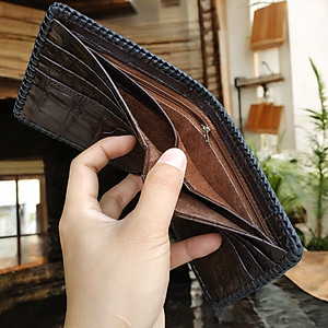 Ví Da Cá Sấu Vây Đuôi 2 mặt Rất Đẹp! ĐAN VIỀN THỦ CÔNG VÔ CÙNG CHẮC CHẮN