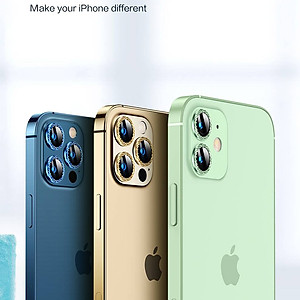 Bộ miếng dán kính cường lực Camera Diamond đính đá cho iPhone 12 Pro Max hiệu HOTCASE Kuzoom Lens Ring bảo vệ camera mang  lại khả năng chụp hình sắc nét full HD (độ cứng 9H, chống trầy) - hàng nhập khẩu