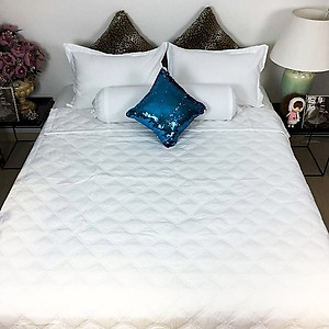 Mền chần gòn Cotton Cao cấp A (1m6 x 2m) - Chất liệu 100% Cotton thấm hút tốt, đường may tỉ mỉ - Màu trắng
