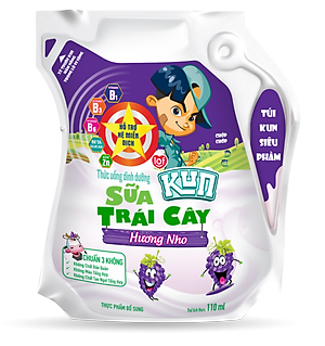 Thùng 24 Túi Sữa Trái Cây Hương Nho KUN 110ml/túi