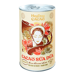Bột cacao sữa dừa tự nhiên, thuần chay – Lon 350g – Bộ sưu tập sản phẩm cacao "Thật" Heydaycacao