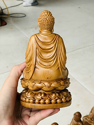 Tượng phật thích ca mini bằng gỗ bách xanh kt 15×9×8cm