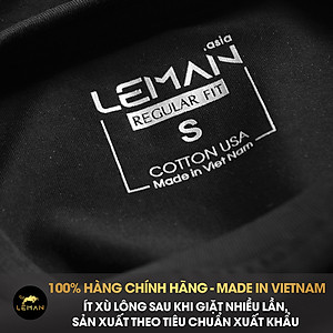 Áo thun nam T-Shirt Leman Cotton Compact màu đen Regular Form