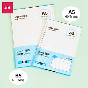 Sổ Còng Sổ Tay A5 B5 Bìa Nhựa Cứng 120 200 Trang Có Thể Thay Lõi Sổ Ruột Sổ Nhiều Size Deli - Phù Hợp Làm Sổ Kế Hoạch Planner, Nhật Kí, Tập Vở Ghi Chép Bullet Journal - HA560 EN204