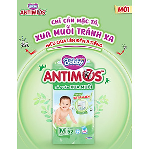 [MỚI] Tã Quần Xua Muỗi Bobby Antimos – Hàng rào Sả tự nhiên Bye Muỗi 8H - Size M 52 miếng