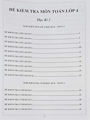 Combo Sách - Đề kiểm tra Toán 4 học kì I + II
