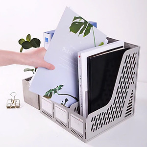 Giá đựng tài liệu 3 ngăn kèm khay để bút Việt Nhật , Khay đựng hồ sơ tài liệu văn phòng để bàn - Hàng Việt Nam