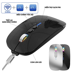 Chuột không dây HXSJ M103B wireless Bluetooth tự sạc pin siêu mỏng không gây tiếng ồn chuyên dùng cho Máy tính, pc, Laptop, Tivi  - Hàng chính hãng