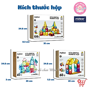 Đồ chơi xếp hình nam châm ánh sáng cầu vồng Mideer Colorful Magnetic Tiles cho bé từ 3 tuổi trở lên