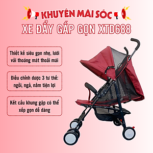 Xe đẩy cho bé cao cấp XD688 - Xe đẩy kéo du lịch gấp gọn siêu nhẹ, siêu thoáng, siêu bền lưới chống tia UV