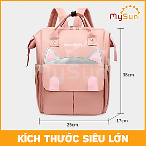 Balo bỉm sữa ĐA NĂNG có túi đựng đồ giữ nhiệt cho mẹ và em bé sơ sinh MÈO YÊU - MySun