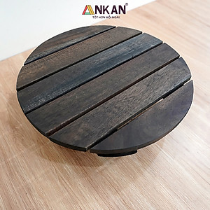 Đế Lót Chậu Cây Có Bánh Xe Cao Cấp ANKAN Hình Tròn Màu Xám Đen R30Cm Tải trọng 150 Kg Gỗ Tràm Bông