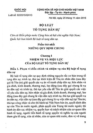 Sách Bộ Luật Tố Tụng Dân Sự Của Nước Cộng Hòa Xã Hội Chủ Nghĩa Việt Nam (2016)