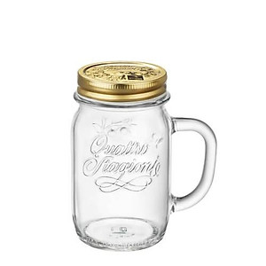 Hũ thủy tinh Italy nắp vặn Quattro 415ml có tay cầm- Made in Italy