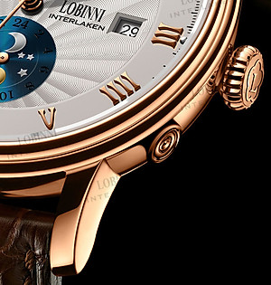 Đồng hồ nam chính hãng LOBINNI LB11023G-D1 Kính sapphire chống xước,chống nước 50m,mặt trắng vỏ vàng hồng dây da nâu xịn, thép không gỉ 316L,Đồng hồ cơ (Automatic) bảo hành 24 tháng,thiết kế đơn giản và sang trọng
