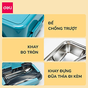 Hộp Đựng Cơm Inox Giữ Nhiệt Deli- An Toàn Khi Sử Dụng Lò Vi Sóng Chống Tràn Đa Chức Năng Giá Đỡ Điện Thoại