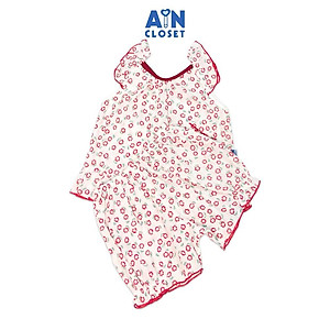 Bộ quần áo ngắn bé gái họa tiết Cúc mai đỏ cotton dệt - AICDBG0MHSC0 - AIN Closet