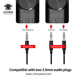 Sound card âm thanh USB 7.1 CH cho máy tính PC chuyên game 4 in 1 Plextone GS3 - Hàng Chính hãng