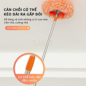 Chổi Quét Trần Nhà Cán Kéo Dài 180Cm ,Cây Lau Trần Nhà Hình Hoa Hướng Dương Xoay 180 Độ Giúp Bạn Làm Sạch Mọi Ngóc Ngách - HÀNG CHÍNH HÃNG MINIIN
