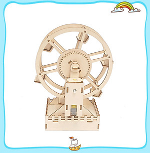 Đồ Chơi Gỗ Mô Hình Vòng Đu Quay Mặt Trời, Đồ Chơi Thí Nghiệm DIY WOOD STEAM Cho Bé,  Đồ Chơi Lắp Ghép Vòng Đu Quay Bằng Gỗ-Chính Hãng BABYBOSS + Tặng Kèm Tranh Ghép Bằng Gỗ