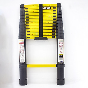 Thang nhôm rút gọn SUMIKA SKS380 - Chiều cao tối đa 3.8m, sơn tĩnh điện, chống trầy xước, khóa chốt cao cấp, đế cao su chống trượt, bậc thang diện tích rộng, nhỏ gọn, tiện lợi di chuyển
