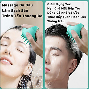 Lược Gội Đầu Massage KUNBE Gai Silicone Siêu Mềm Giảm Gàu, Ngăn Rụng Tóc