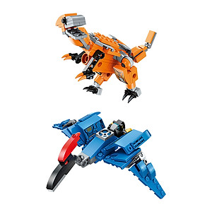 Hộp 6 bộ đồ chơi lắp ráp Robot biến hình - Khủng long (553 chi tiết) Qman 1414