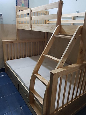 Giường Tầng 1m6 Gỗ Tự Nhiên - Thiết Kế Chắc Chắn & Tiết Kiệm Diện Tích -  Có Thể Tách Thành 2 Giường Riêng Biệt