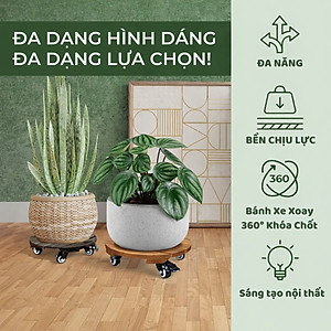 Đế Lót Chậu Cây Có Bánh Xe Cao Cấp Đường Kính 35cm Tải Trọng 120Kg, Để Di Chuyển Chậu Cây Thường Xuyên