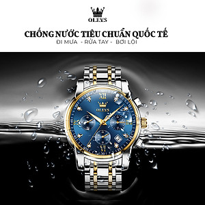 Đồng Hồ Nam OLEVS-2858 Mặt Tròn Mạ Vàng 18k Chống Nước Chạy Đủ 6 Kim Có Ô Lịch Ngày Khóa Bướm Có Hộp In Logo Chính Hãng