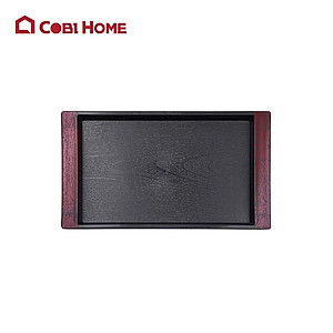 Khay phục vụ bằng nhựa, mâm bê đồ bặng nhựa phong cách Nhật màu đen - 3size