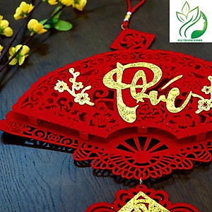 Dây Treo Trang Trí Tết Hình Quạt , Liễn Khánh Trang Trí Nhà Cửa, Dây Treo Chữ Chất Liệu Nhung Đẹp Bền Chúc Mừng Năm Mới 2025