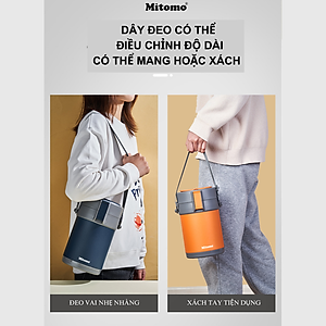 Lồng cơm giữ nhiệt, hộp cơm văn phòng Mitomo LCH-7086, cặp lồng chia 3 ngăn chất liệu inox 304