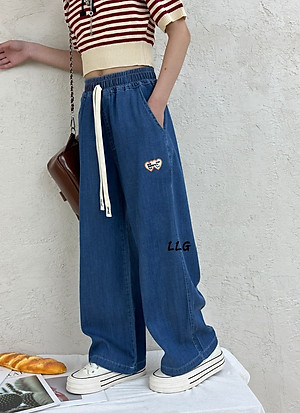 Quần bò giấy cho bé gái ồng sớ size đại 5-10 tuổi thêu thỏ và chữ Bmo vải mỏng mềm mại thời trang mặc được cả 4 mùa