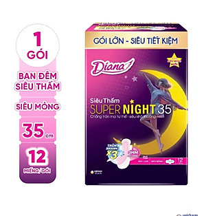 Gói Lớn 12 Miếng | 1 Gói Băng Vệ Sinh Diana Supernight 35cm 12 Miếng/Gói- Date luôn mới