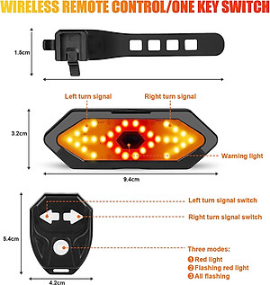 Đèn hậu Xi Nhan xe đạp Kiotool không dây pin sạc 5 chế độ sáng