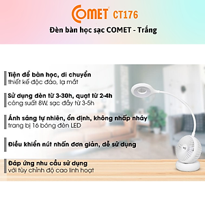 Đèn Bàn - Đèn Sạc 2 Trong 1 LED COMET CT176