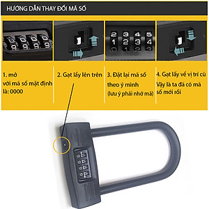 Khóa số chữ U chống trộm xe máy JS04 – loại 4 mã có thể thay đổi được